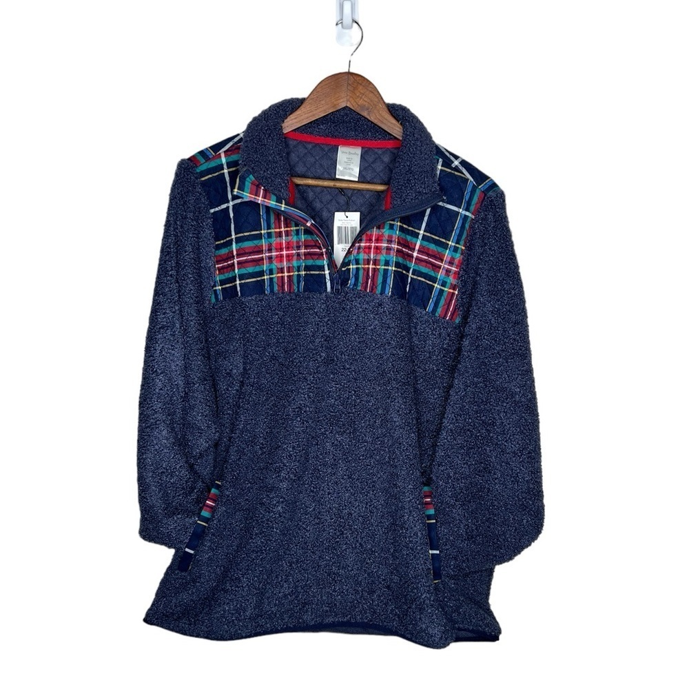 Vera Bradley Women’s 1/4 Zip Sherpa Plaid Fleece Pullover Sweater - Picture 6 of 14